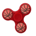 Red three-leaf fidget spinner toy with basketball texture patterns on white background - Classic Red Basketball Pattern
