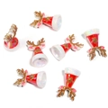 Set de breloques de Noël perlées avec bois de renne et motifs festifs de flocons - Bonnet de Père Noël à Bois
