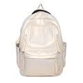 Minimalist pearl white backpack with high-capacity pockets and glossy metallic finish - Large / White