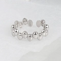 Polished S925 sterling silver bean ring with minimalist geometric adjustable open design - Adjustable Open / Platinum