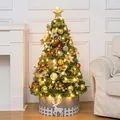 120cm artificial gold Christmas tree with warm LED lights and 49 festive ornaments - 120cm / Golden Coffee