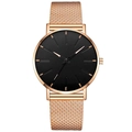 Minimalist ultra-thin rose gold mesh strap watch with a sleek black dial for men and women - Rose Gold Case Black Dial Rose Gold Indices