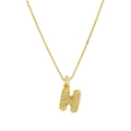 18k gold plated brass necklace featuring a micro-paved zircon letter H pendant - Necklace H