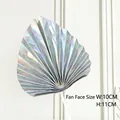 Fan-shaped holographic silver cake topper with 10cm width for birthday cake decoration - Iridescent Shiny
