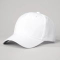 Detailed side view of a white cotton baseball cap showing twill texture and six-panel design - Adjustable / White