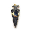 Arrowhead pendant with dark grey resin, blue stone inlay and gold-plated edges - No.8-Dark Grey Blue Center
