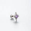 Titanium steel stud earring featuring a purple heart gemstone with zircon star pendant - Purple Heart Style (A115-2#)