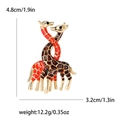 Cute enamel giraffe brooch in red and brown colors with 4.8cm height measurement - Red