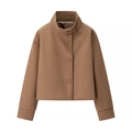 Dames wollen mantel in camel met opstaande kraag en knoopsluiting voor de winter - S / camel
