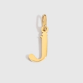 Polished gold initial J pendant charm made of high-quality stainless steel metal - Lowercase j - 14K Gold