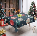 Festive dark blue Christmas tablecloth featuring silver star and ornament patterns - Cdr354-3 / 40*60cm Brushed Fabric