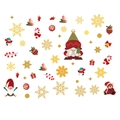 Weihnachtliche Wandaufkleber mit Weihnachtsmann, Gnomen und festlicher Deko auf weißem Grund - PH-SD1084 (49-teiliges Weihnachts-Cartoon-Set)