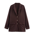 Blazer marron marron pour femme, coupe oversize avec col à revers et boutons classiques - XS / Châtain