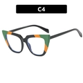 Cat eye glasses frame with black, green and orange color blocking on the outer corners - Glossy Black Orange Green Stripe (C4)