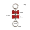 Red enamel double bow extender chain accessory for mini bags with dimensions and weight - Silver Ring + Red Bowknot