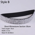 Elastischer Strassgürtel für Damen mit silbernen Kristallen auf schwarzem Dehnbund - Stil B Silber Kurz - 30cm Strass-Teil