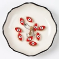 Red enamel Evil Eye charm beads with gold eyelash accents for DIY jewelry making - 19*11*5mm 10Pcs/Pack / Red