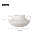 Minimalist white ceramic vase with dual handles and handcrafted texture, 31x15cm size - HP696 Biscuit White