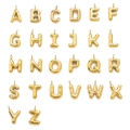 Golden 14K gold plated 26 alphabet balloon letter pendants in polished stainless steel - Set of 26 Letters / Gold