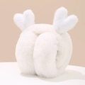 Detalle de orejeras de felpa blanca con bonitos corazones decorativos para el invierno - Aprox. 13cm de Diámetro / Blanco