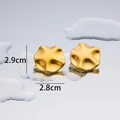 Modern irregular wave 18K gold plated chunky stud earrings with polished finish - Wave Round Style 2 - Gold