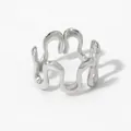 Modern minimalist silver wavy ring with fluid undulating lines and polished finish - Minimalist Wave Geometric Open Style (PB662) / Silver