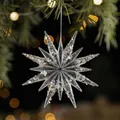 Transparent acrylic star ornament with golden sequins for Christmas tree decor, 12.5cm - Exploding Star