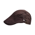 Detalle de una gorra plana marrón oscuro en lona de algodón con hebilla lateral de metal - Marrón Oscuro