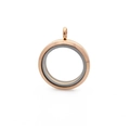 Rose gold round stainless steel glass pendant locket for keeping small items - 30mm Rose Gold - Screw Open