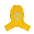 Ginger yellow four-legged pet jumpsuit with being nice is fun print for small dogs - S / Orange