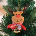 Christmas reindeer pendant with plaid scarf and golden bell on tree branch - Khaki Reindeer with Golden Bell