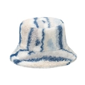 Close-up of the plush texture on the blue and white gradient fleece bucket hat - M (56-58cm) / Blue White Grey Tie-dye Texture (E)