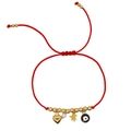 Bracciale dell'amicizia intrecciato rosso con perline dorate e ciondolo malocchio - Stile Malocchio Nero