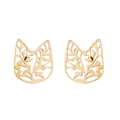Gold hollow cat ear stud earrings in stainless steel with a minimalist geometric design - Gold