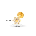 Gold flower labret stud with zircon stone measuring 0.49cm by 0.43cm dimensions - Mini Floral Design (0159-5#) / Gold Yellow