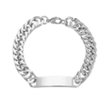 Poliertes Edelstahl-Panzerarmband mit Blanko-Gravurplatte auf weißem Hintergrund - Breite 10MM*Länge 20.5CM / Stahlfarbe