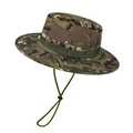Tactical multicam camouflage boonie hat for men with wide brim and adjustable chin strap - Light Green Camouflage
