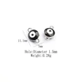 Detail of 11.1mm x 7mm black enamel evil eye alloy charms with dual 1.5mm hanging loops - Silver - Black Evil Eye