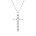 Collana con ciondolo a croce in argento sterling 925 con moissanite scintillante - Stile Croce a 15 Pietre (P11546) / Senza certificato