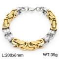 Bracciale bizantino bicolore argento e oro da uomo, larghezza 8mm, lunghezza 200mm - Bicolore Oro (KB186462-Z)