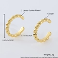 18k gold plated copper ear cuff set featuring a unique twisted texture and open design - Gold Plated Twisted Ear Cuff EL03-4