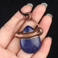 Lapis lazuli waterdrop pendant in bronze metal finish with black cord necklace - Lapis Lazuli