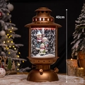 40cm bronze Christmas lantern with snowman family scene and swirling glitter effect - Kerosene Lamp - Bronze
