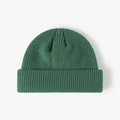 Dark green ribbed knit beanie hat with cuffed design for men and women outdoors - One Size / Malachite green
