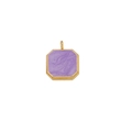Golden octagonal pendant with purple marble resin inlay for jewelry making DIY - 10mm / Gold-Purple
