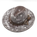 Retro distressed wool felt fedora hat in dark brown with ethnic style vintage ribbon - M (56-59cm) / Brown