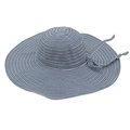 Blue and white striped wide brim sun hat with bow detail, perfect for beach UV protection - One Size (13cm Brim) / Blue & White (Bow)