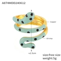 Snake-shaped gold plated copper ring with light blue oil drip and black dots design - One Size/Open / Gold Light Blue