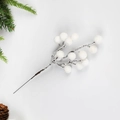 Witte kunstmatige bessen tak voor kerstboomdecoratie en winterse feestdagen - 13-Takken Witte Schuim Bes
