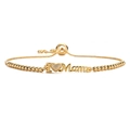 Adjustable gold I Love Mama bracelet with heart cubic zirconia for women - I Love Mama-Bead Chain